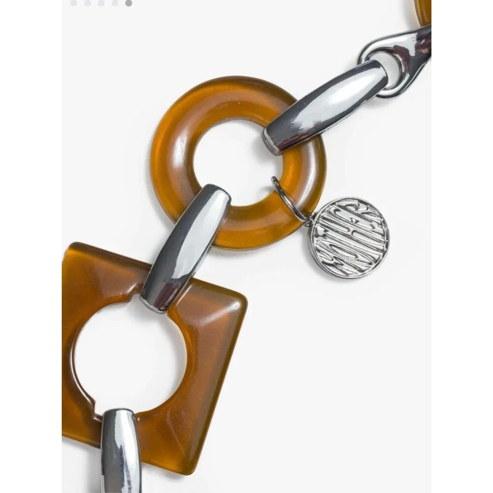 MOTHER Brown Resin Ring Chain Belt with Silver Links